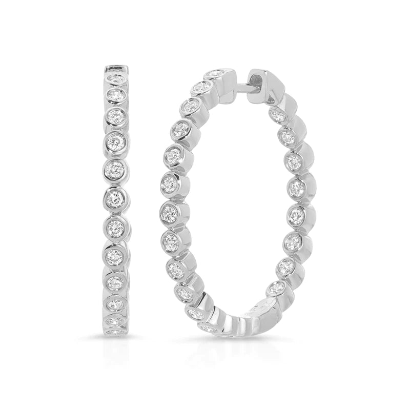 Diamond Bezel Hoops