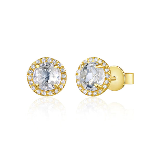 Aretes de Topacio Blanco con Diamantes