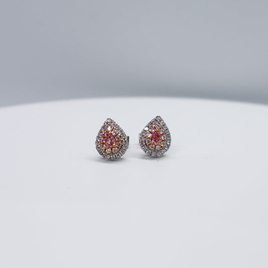 Aretes de Diamantes Rosas y Blancos