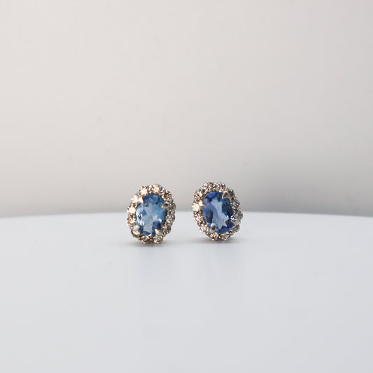 Aretes de Aguamarina con Diamantes