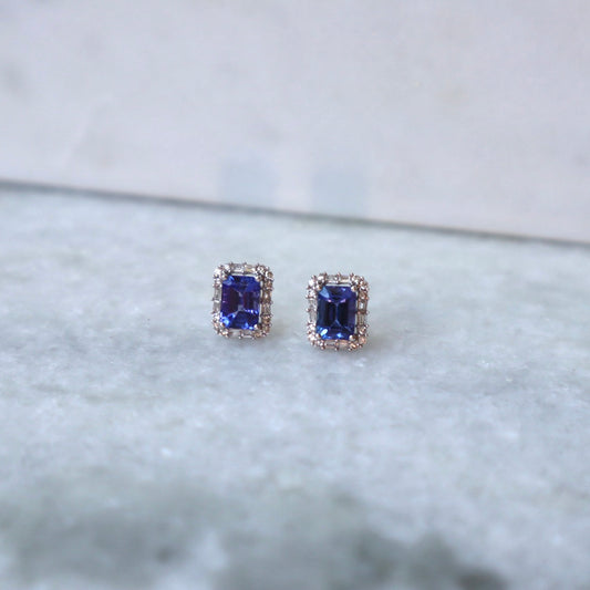 Aretes de Tanzanita con Diamantes