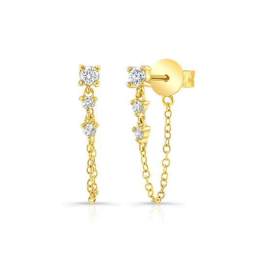 Aretes Colgantes de 3 Diamantes