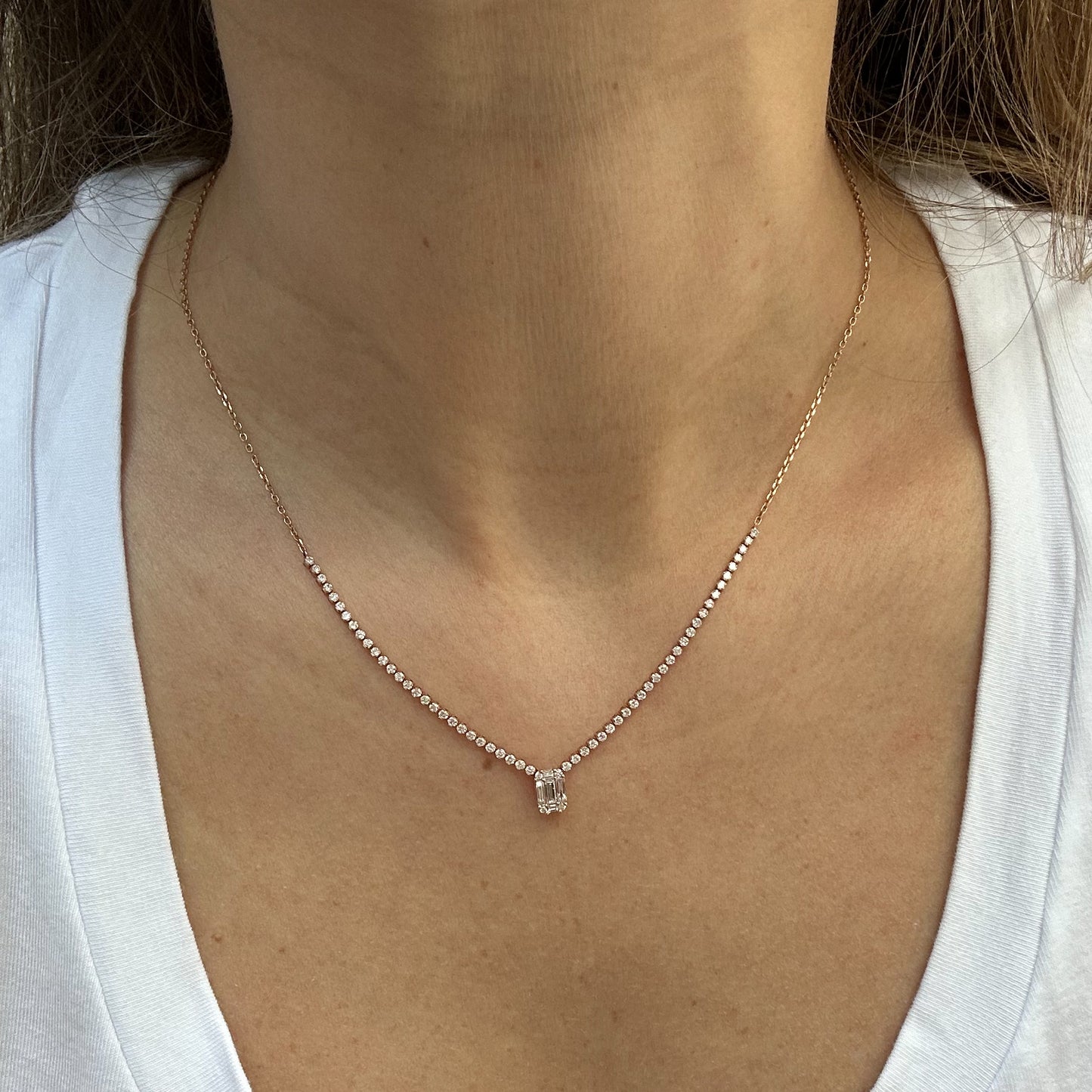 Diamond Necklace with Baguettes