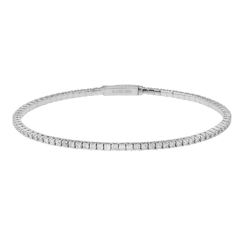 Flexible Diamond Bangle White Gold