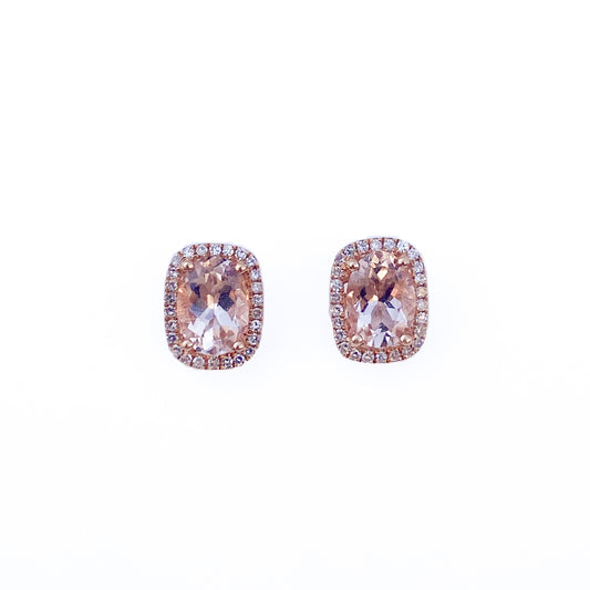 Aretes de Morganita con Diamantes